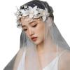 GRABAGECAN Elegant Bridal Hairband with Flower Tulle Single Layer Wedding Headpiece Versatile Bridal Accessory for Bride view 3