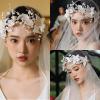 GRABAGECAN Elegant Bridal Hairband with Flower Tulle Single Layer Wedding Headpiece Versatile Bridal Accessory for Bride view 4
