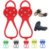 Universal Non-Slip Gripper Spikes, New Gripper Shoe Grips with 5 Tooth Steel Nails, Traction Cleats Ice Snow Grips Anti-Slip Silicone for Ice Sports (Red, Adult) view 1