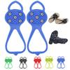 Universal Non-Slip Gripper Spikes, New Gripper Shoe Grips with 5 Tooth Steel Nails, Traction Cleats Ice Snow Grips Anti-Slip Silicone for Ice Sports (Blue, Child) view 1