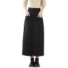 Women's Zipper Front Winter Quilted Skirt, High Waisted Insulated Thicken Warm Cotton Maxi Down Skirts with Pockets Black view 1