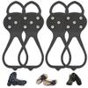 Universal Non-Slip Gripper Spikes, New Gripper Shoe Grips with 5 Tooth Steel Nails, Traction Cleats Ice Snow Grips Anti-Slip Silicone for Ice Sports (2Pair Black, Child) view 1