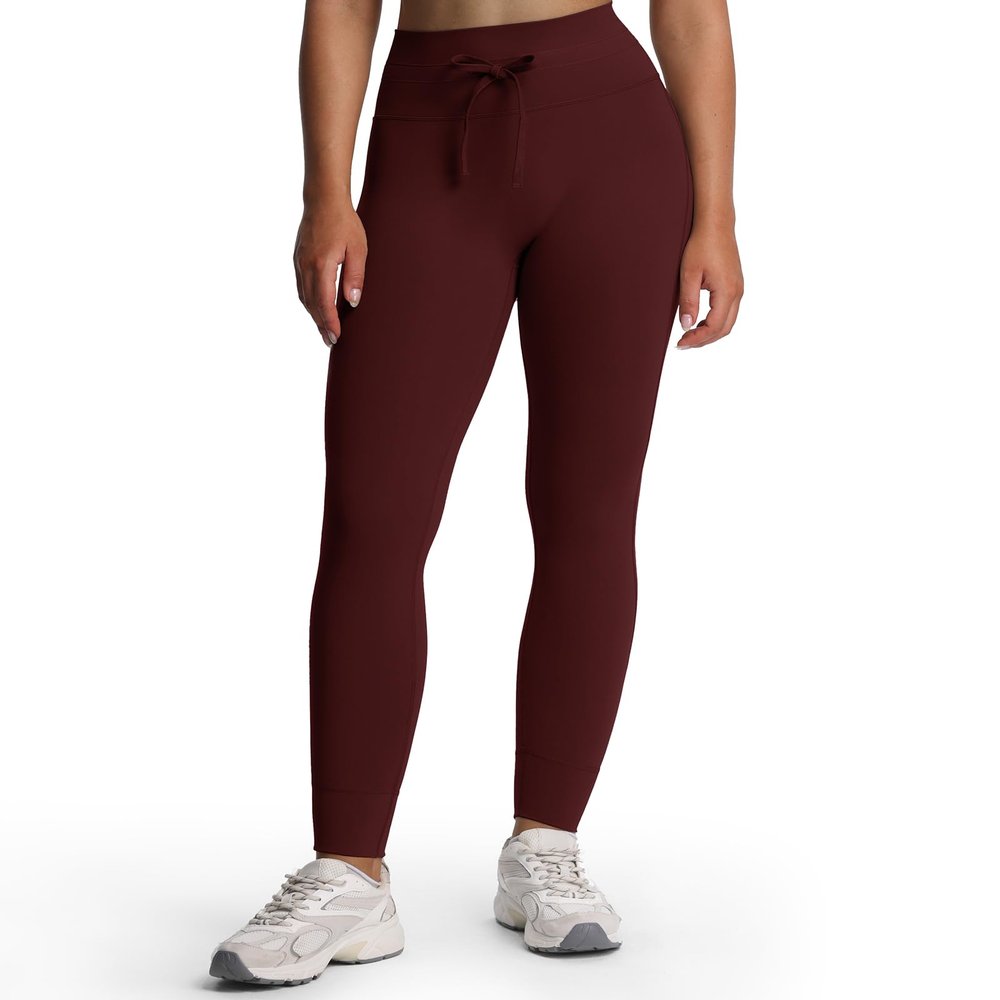 Aoxjox Workout Updated Mila Leggings for Women High Waisted Tummy Control Drawcord Yoga Pants 26.5" (Rum Raisin, Large)