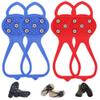 Universal Non-Slip Gripper Spikes, New Gripper Shoe Grips with 5 Tooth Steel Nails, Traction Cleats Ice Snow Grips Anti-Slip Silicone for Ice Sports (Blue+Red, Child) view 1