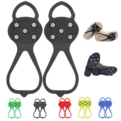 Universal Non-Slip Gripper Spikes, New Universal Gripper Spikes Non Slip Shoe Grips with 5 Tooth Steel Nails, Traction Cleats Ice Snow Grips Anti Slip Silicone for Ice Sports (Black, Adult)