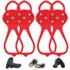 Universal Non-Slip Gripper Spikes, New Gripper Shoe Grips with 5 Tooth Steel Nails, Traction Cleats Ice Snow Grips Anti-Slip Silicone for Ice Sports (2Pair Red, Child) view 1