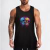 DWVTMNS Mens Tank Tops Sleeveless T Shirts Two Different Skulls Printed Black Vest Undershirts view 2