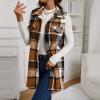 Long Vest for Women Sleeveless Button Down Plaid Shacket Open Front Curved Hems Lapel Jacket Comfy Casual Coat Outerwear Cardigan 2024 Trendy view 4