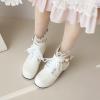 Women Lolita Boots Chunky Block Heel Ankle Boots Heart Buckle Goth Platform Lace Up Kawaii Boots with Pearl view 2