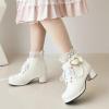 Women Lolita Boots Chunky Block Heel Ankle Boots Heart Buckle Goth Platform Lace Up Kawaii Boots with Pearl view 4