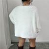 Casual Long Sleeve Ribbed Knit V Neck Loose Sweaters Dresses Womens Long Sleeve V Neck Fall Sweaters Dress Sweatshirt (White,Small) view 3