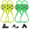 Universal Non-Slip Gripper Spikes, New Gripper Shoe Grips with 5 Tooth Steel Nails, Traction Cleats Ice Snow Grips Anti-Slip Silicone for Ice Sports (Yellow+Green, Child) view 1