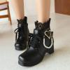 Women Lolita Boots Chunky Block Heel Ankle Boots Heart Buckle Goth Platform Lace Up Kawaii Boots with Pearl view 2