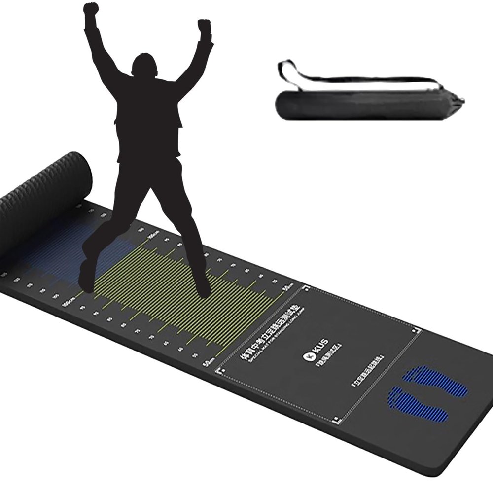 Standing Broad Jump Mat Non Slip Mat, Fitness Long Jump Mat with Storage Bag, Child Adult Measuring Exercise Pad for Gym School Home Fitness Training (1.6x6.6ft)