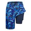 FT FENTENG Mens Swim Trunks with Compression Liner, Navy Blue Camo Men Bathing Suit Mens Swimming Trunks with Zipper Pockets 9 inch Inseam Men's Board Shorts Swimwear Quick Dry Swimsuits, XL view 1