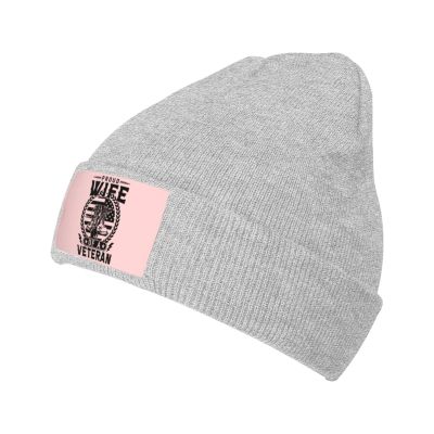 ZKLCRYTR Proud Wife of A Veteran Beanie Hat Acrylic Knit Warm Winter Hats for Women Men Skull Cap Gray