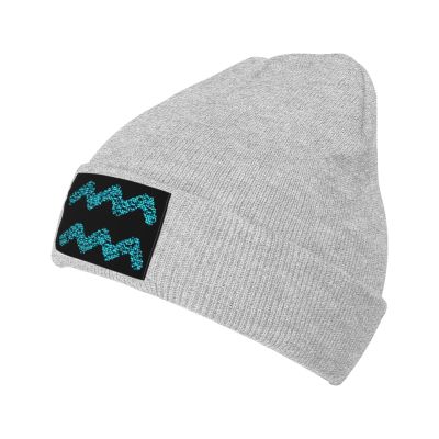 Abstract Aquarius Shape Beanie Hat Acrylic Knit Warm Winter Hats for Women Men Skull Cap Gray