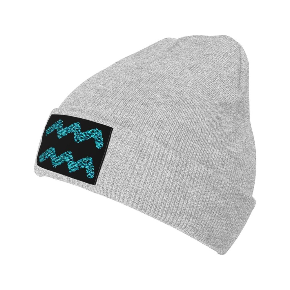Abstract Aquarius Shape Beanie Hat Acrylic Knit Warm Winter Hats for Women Men Skull Cap Gray