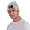 Abstract Aquarius Shape Beanie Hat Acrylic Knit Warm Winter Hats for Women Men Skull Cap Gray view 2