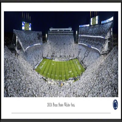 2024 Penn State White Out Football - Standard Framed Print by Blakeway Panoramas (40.25"W x 13.75"H)