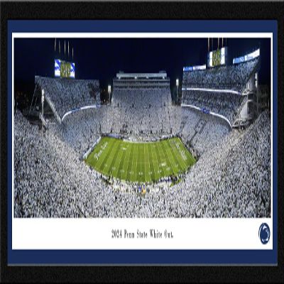 2024 Penn State White Out Football - Single Mat, Select Framed Picture by Blakeway Panoramas (41.5"W x 15.5"H)