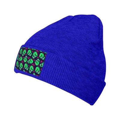 ZKLCRYTR Zombie Skull Face Seamless Pattern Beanie Hat Acrylic Knit Warm Winter Hats for Women Men Skull Cap Blue