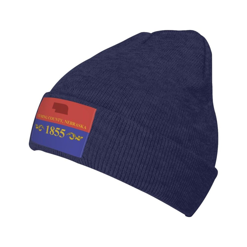 ZKLCRYTR Flag of Cuming County, Nebraska Beanie Hat Acrylic Knit Warm Winter Hats for Women Men Skull Cap Navy Blue