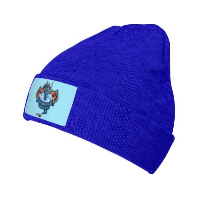 Diamond Dragon Beanie Hat Acrylic Knit Warm Winter Hats for Women Men Skull Cap Blue