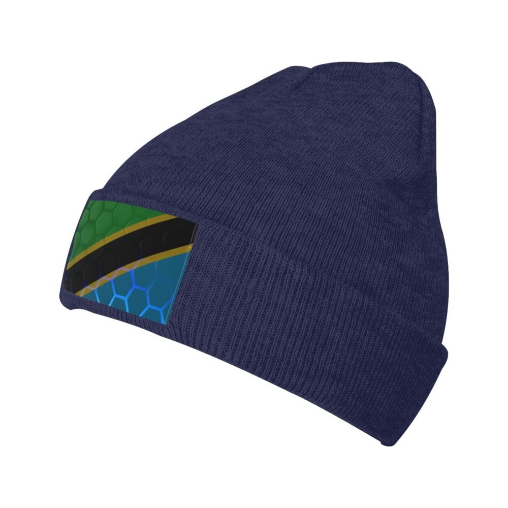 ZKLCRYTR Flag of Tanzania Beanie Hat Acrylic Knit Warm Winter Hats for Women Men Skull Cap Navy Blue
