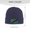 ZKLCRYTR Flag of Tanzania Beanie Hat Acrylic Knit Warm Winter Hats for Women Men Skull Cap Navy Blue view 4