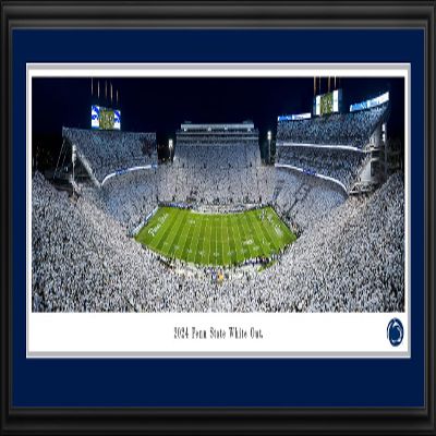 2024 Penn State White Out Football - Double Mat, Deluxe Framed Picture by Blakeway Panoramas (44"W x 18"H)