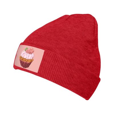 ZKLCRYTR Strawberry Cream Cupcake Beanie Hat Acrylic Knit Warm Winter Hats for Women Men Skull Cap