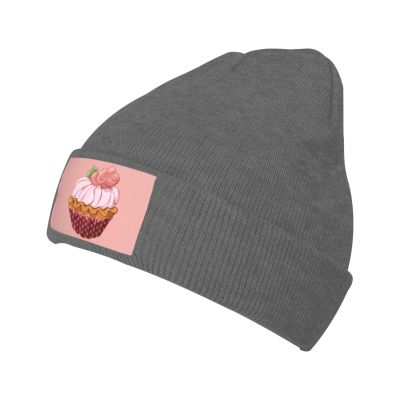 ZKLCRYTR Strawberry Cream Cupcake Beanie Hat Acrylic Knit Warm Winter Hats for Women Men Skull Cap