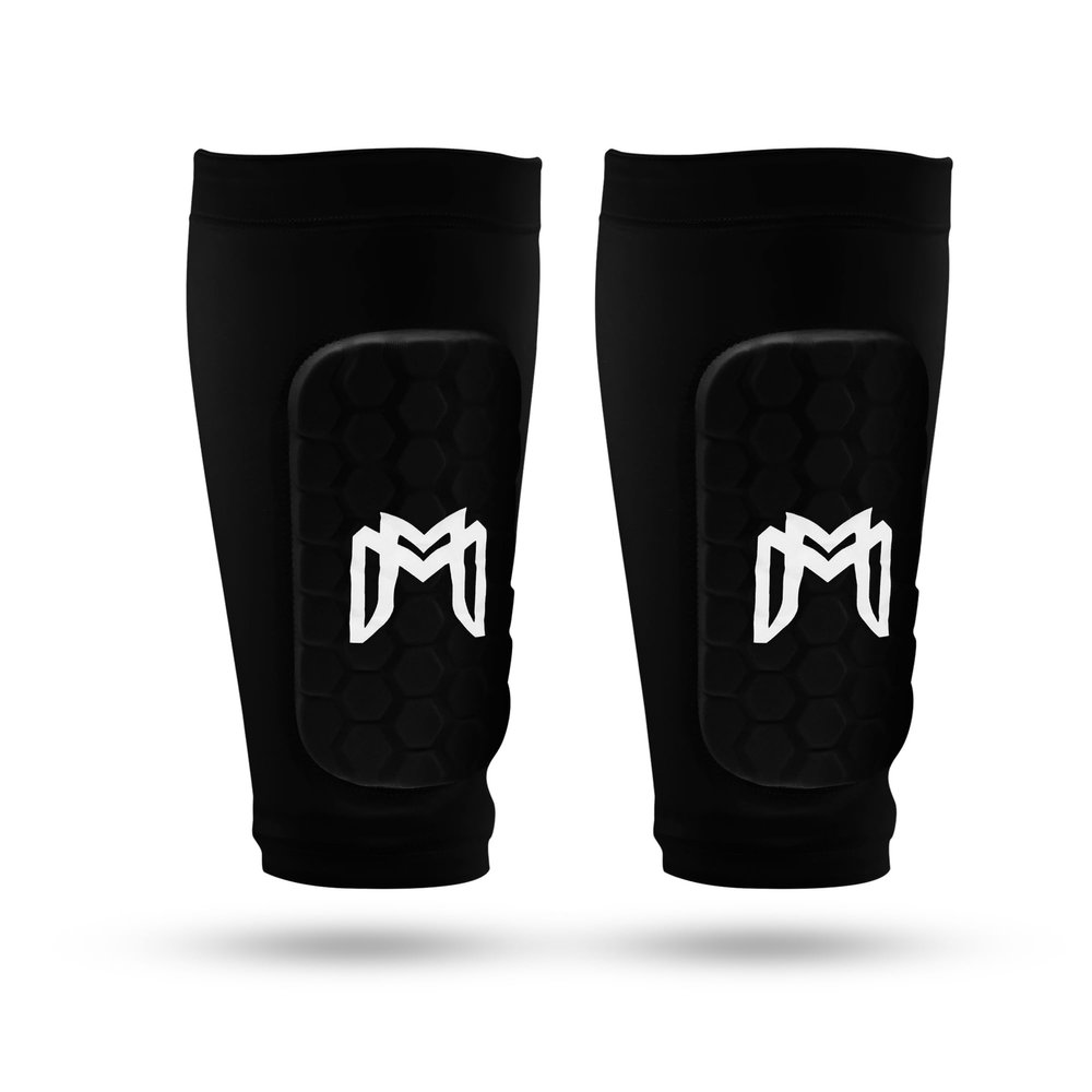 MediCaptain Mini Shin Guards Soccer  Built in Mini Shin Pad Sleeves for Men, Women, Teens  Small Shin Guards - Lightweight, Breathable, Shin Defender Leg Protection (Black, Maxi (5.5 x 2.8 in))
