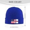 ZKLCRYTR Flag of The Faroe Islands and America Beanie Hat Acrylic Knit Warm Winter Hats for Women Men Skull Cap Blue view 4