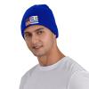 ZKLCRYTR Flag of Uruguay and America Beanie Hat Acrylic Knit Warm Winter Hats for Women Men Skull Cap Blue view 2