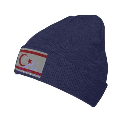 ZKLCRYTR Flag of The Turkish Republic of Northern Cyprus Beanie Hat Acrylic Knit Warm Winter Hats for Women Men Skull Cap Navy Blue