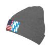 ZKLCRYTR Flag of Bavaria (lozengy) and America Beanie Hat Acrylic Knit Warm Winter Hats for Women Men Skull Cap Deep Heather view 1
