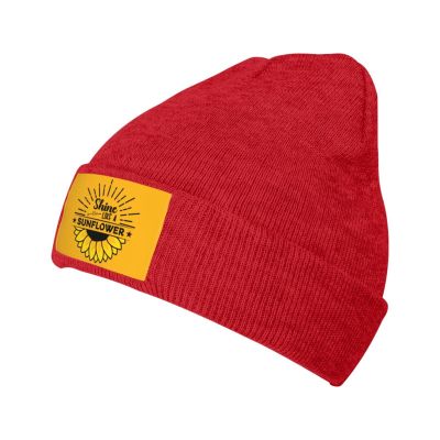 ZKLCRYTR Shine Like A Sunflower Beanie Hat Acrylic Knit Warm Winter Hats for Women Men Skull Cap Red