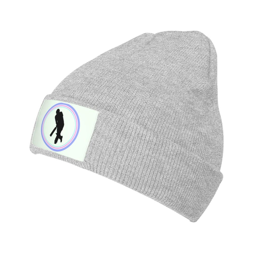 Cricket Player Beanie Hat Acrylic Knit Warm Winter Hats for Women Men Skull Cap Gray
