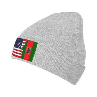 ZKLCRYTR Flag of The Chinese Nng People and America Beanie Hat Acrylic Knit Warm Winter Hats for Women Men Skull Cap Gray