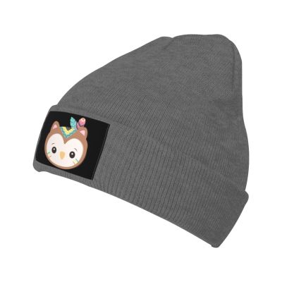 Cute Tribal Owl Head Beanie Hat Acrylic Knit Warm Winter Hats for Women Men Skull Cap Deep Heather