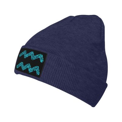 Abstract Aquarius Shape Beanie Hat Acrylic Knit Warm Winter Hats for Women Men Skull Cap Navy Blue