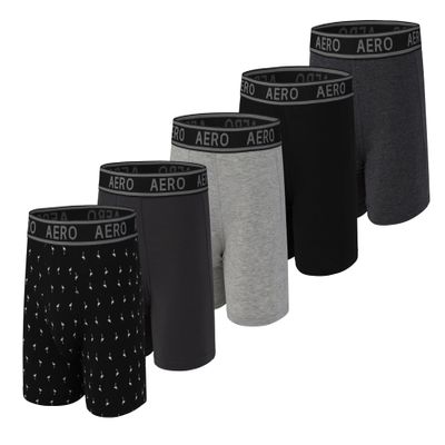 AEROPOSTALE Mens Boxer Briefs-Cotton Stretch Boxer Briefs Underwear (Black/Charcoal/Black/Grey/Heather, Medium)