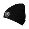 Heart Shaped Vintage Stamp Beanie Hat Acrylic Knit Warm Winter Hats for Women Men Skull Cap Black view 1