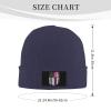 ZKLCRYTR Fight Breast Cancer Awareness USA Flag Beanie Hat Acrylic Knit Warm Winter Hats for Women Men Skull Cap Navy Blue view 4