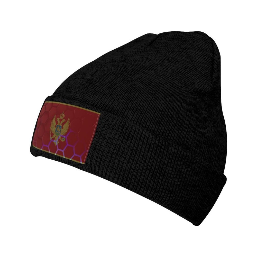 ZKLCRYTR Flag of Montenegro Beanie Hat Acrylic Knit Warm Winter Hats for Women Men Skull Cap Black