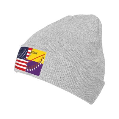 ZKLCRYTR Tohonooodhamnation Flag and America Beanie Hat Acrylic Knit Warm Winter Hats for Women Men Skull Cap Gray