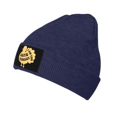 I Am The Cute Turkey Beanie Hat Acrylic Knit Warm Winter Hats for Women Men Skull Cap Navy Blue
