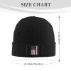 ZKLCRYTR Breast Cancer Awareness Flag Beanie Hat Acrylic Knit Warm Winter Hats for Women Men Skull Cap Black view 4